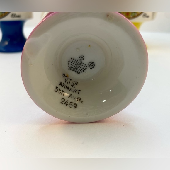 Vintage Elana Arnart 5th Ave Footed Coffee Cup set, COFFEE TIME CLOCK Steampunk - Picture 8 of 13